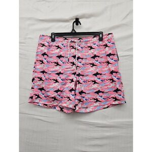 Member's Mark Mens Resort Swim Trunks Pink Polyester Blend Shark Casual Size XL